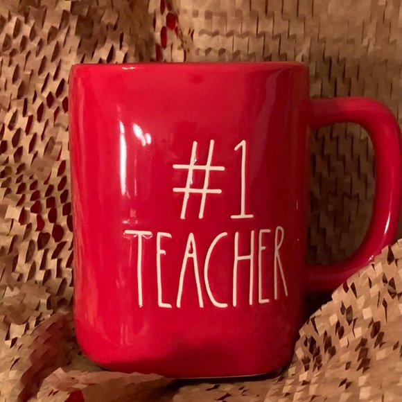 Rae Dunn #1 Teacher Mug - NEW Artesian Collection - Mug Cup Red Glossy Coffee - Picture 3 of 12